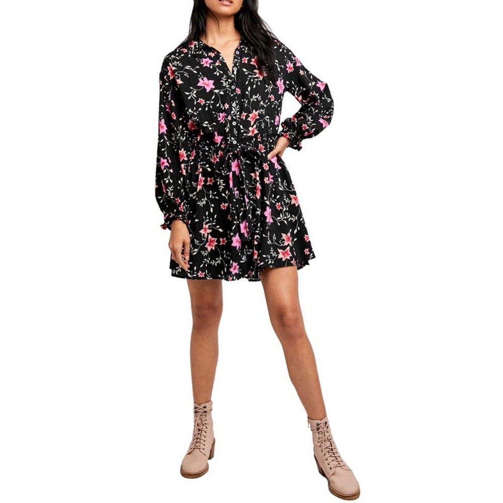 Free People | Lighten Up Floral Long Sleeve Mini Dress Size XS